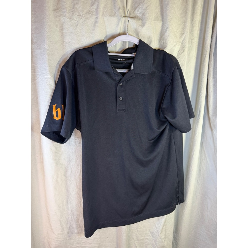 Two Sport-Tek Mens Black Performance Polo Shirt Orange Gothic bh Logo Size M